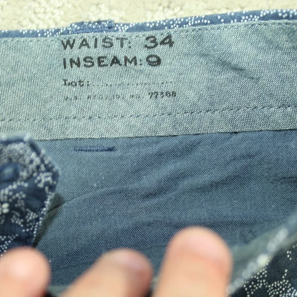 J Crew Stanton Shorts Lightweight Navy Blue & White Floral Size 34  Inseam 9